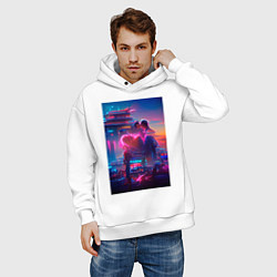 Толстовка оверсайз мужская Нейро синтвейв, цвет: белый — фото 2