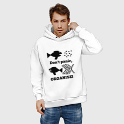 Толстовка оверсайз мужская Dont panic organise, цвет: белый — фото 2