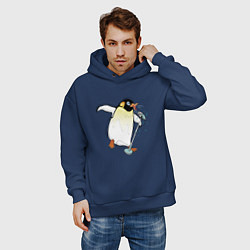 Толстовка оверсайз мужская Пингвин- вокалист, цвет: тёмно-синий — фото 2