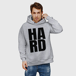 Толстовка оверсайз мужская Hard жесткая надпись, цвет: меланж — фото 2