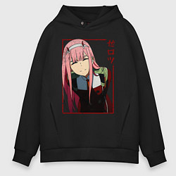 Толстовка оверсайз мужская Zero Two anime girl, цвет: черный