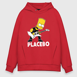 Толстовка оверсайз мужская Placebo Барт Симпсон рокер, цвет: красный