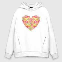 Толстовка оверсайз мужская Нежное сердце бабочки, цвет: белый