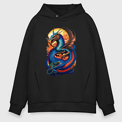 Толстовка оверсайз мужская Japanese dragon - irezumi, цвет: черный