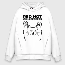 Толстовка оверсайз мужская Red Hot Chili Peppers - rock cat, цвет: белый