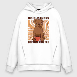 Толстовка оверсайз мужская No business before coffee, цвет: белый