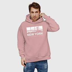 Толстовка оверсайз мужская Нью-Йорк Сити, цвет: пыльно-розовый — фото 2