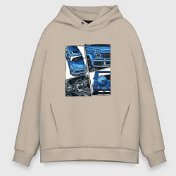 Толстовка оверсайз мужская Mercedes-Benz G63 AMG Gelandewagen V1, цвет: миндальный