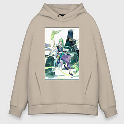 Толстовка оверсайз мужская Бай Чжу Геншин импакт, цвет: миндальный