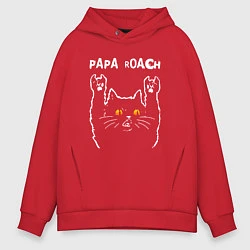 Толстовка оверсайз мужская Papa Roach rock cat, цвет: красный