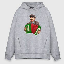 Толстовка оверсайз мужская Ленин на баяне, цвет: меланж