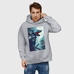 Толстовка оверсайз мужская Cyber shark, цвет: меланж — фото 2
