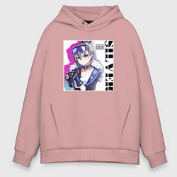 Толстовка оверсайз мужская Sweet Silver Wolf, цвет: пыльно-розовый