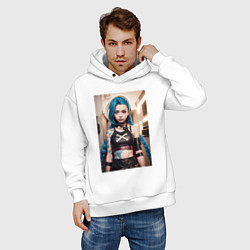 Толстовка оверсайз мужская Jinx model arcane league of legends, цвет: белый — фото 2
