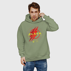 Толстовка оверсайз мужская The Flash logotype, цвет: авокадо — фото 2