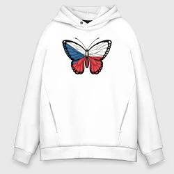 Толстовка оверсайз мужская Чехия бабочка, цвет: белый