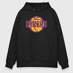 Толстовка оверсайз мужская Lakers ball, цвет: черный