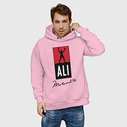 Толстовка оверсайз мужская Muhammad Ali boxer, цвет: светло-розовый — фото 2