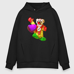 Толстовка оверсайз мужская Клоун и сердце, цвет: черный