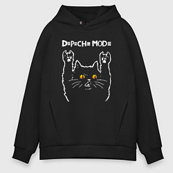 Толстовка оверсайз мужская Depeche Mode rock cat, цвет: черный