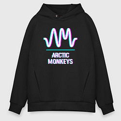 Толстовка оверсайз мужская Arctic Monkeys glitch rock, цвет: черный