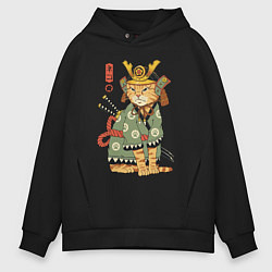 Толстовка оверсайз мужская Samurai battle cat, цвет: черный