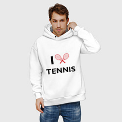 Толстовка оверсайз мужская I Love Tennis, цвет: белый — фото 2