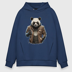 Толстовка оверсайз мужская Крутая панда, цвет: тёмно-синий