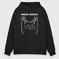 Толстовка оверсайз мужская Imagine Dragons rock cat, цвет: черный
