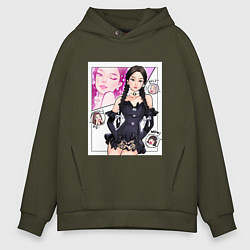 Толстовка оверсайз мужская Blackpink Jennie, цвет: хаки