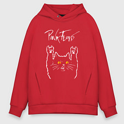 Толстовка оверсайз мужская Pink Floyd rock cat, цвет: красный