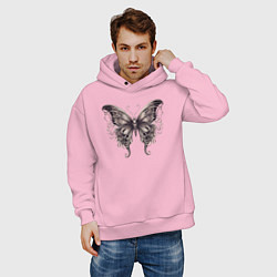 Толстовка оверсайз мужская Бронзовая бабочка, цвет: светло-розовый — фото 2