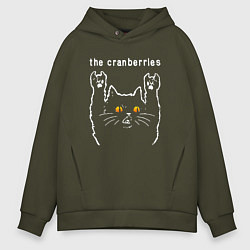 Толстовка оверсайз мужская The Cranberries rock cat, цвет: хаки