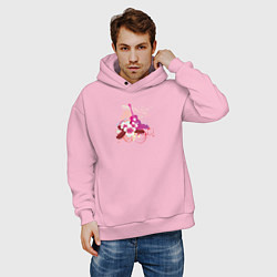 Толстовка оверсайз мужская Розовая гитара и цветы, цвет: светло-розовый — фото 2