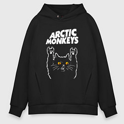 Толстовка оверсайз мужская Arctic Monkeys rock cat, цвет: черный