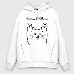 Толстовка оверсайз мужская Children of Bodom - rock cat, цвет: белый