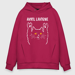 Толстовка оверсайз мужская Avril Lavigne rock cat, цвет: маджента