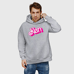 Толстовка оверсайз мужская Логотип розовый Кен, цвет: меланж — фото 2