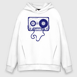 Толстовка оверсайз мужская Music cassette, цвет: белый