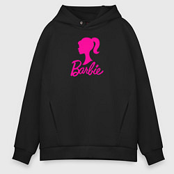 Толстовка оверсайз мужская Розовый логотип Барби, цвет: черный
