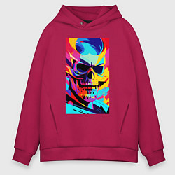 Толстовка оверсайз мужская Cool skull - pop art, цвет: маджента