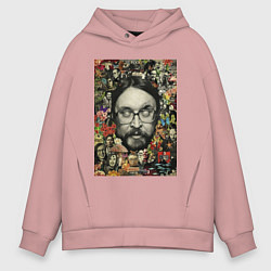 Толстовка оверсайз мужская Егор Летов коллаж, цвет: пыльно-розовый