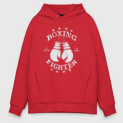 Толстовка оверсайз мужская Boxing fighter, цвет: красный