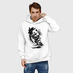 Толстовка оверсайз мужская Панда - крутой хоккеист, цвет: белый — фото 2