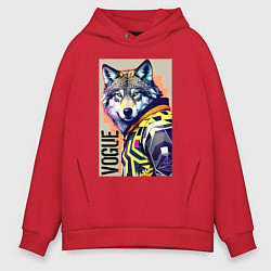 Толстовка оверсайз мужская Wolf fashionista - pop art, цвет: красный