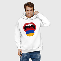 Толстовка оверсайз мужская Armenian lips, цвет: белый — фото 2