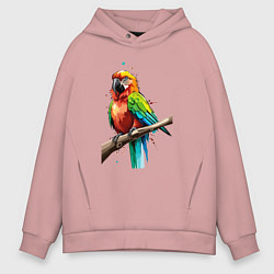 Толстовка оверсайз мужская Попугай какаду, цвет: пыльно-розовый