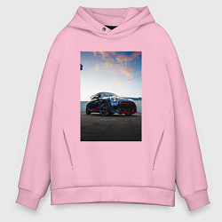 Толстовка оверсайз мужская Авто на фоне неба, цвет: светло-розовый