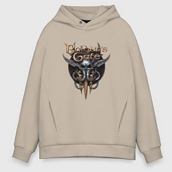 Толстовка оверсайз мужская Baldurs Gate 3 - logotype, цвет: миндальный