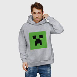 Толстовка оверсайз мужская Minecraft creeper face, цвет: меланж — фото 2